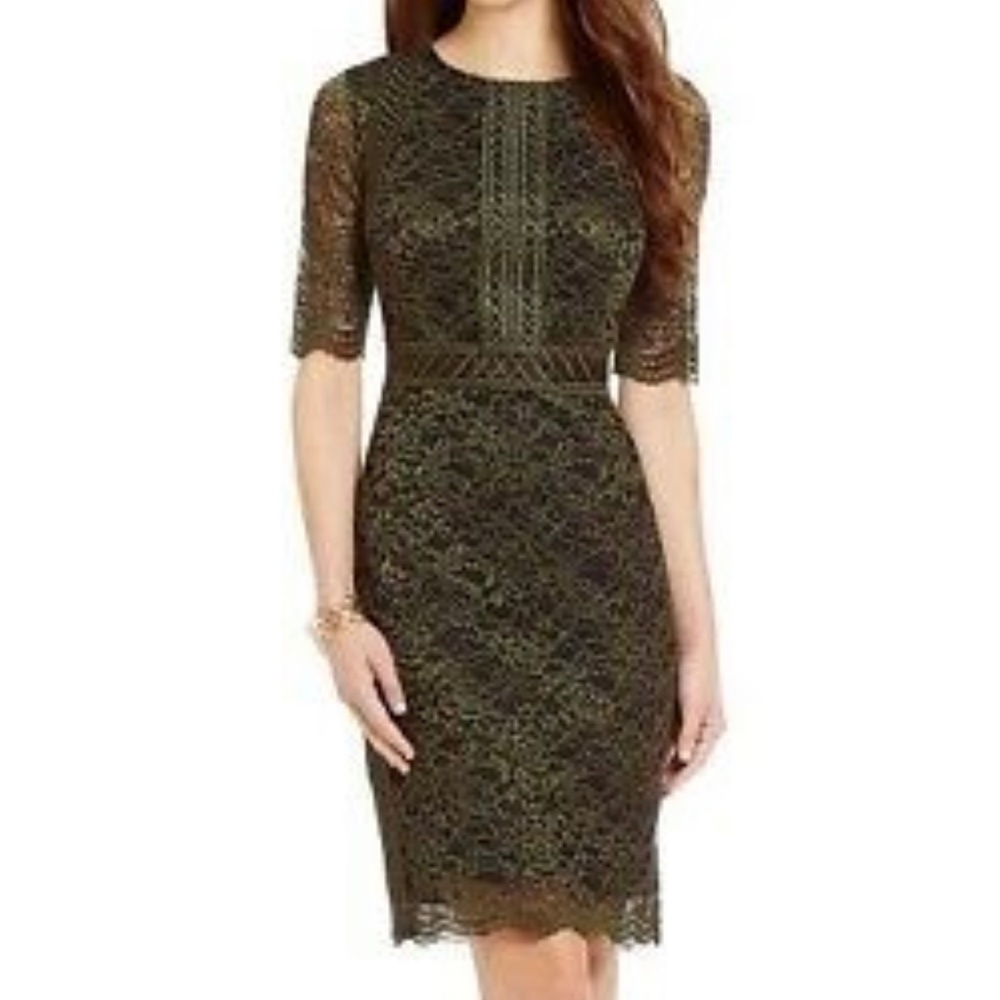 Antonio Melani Forest Green Embroidered Dress, Size 0